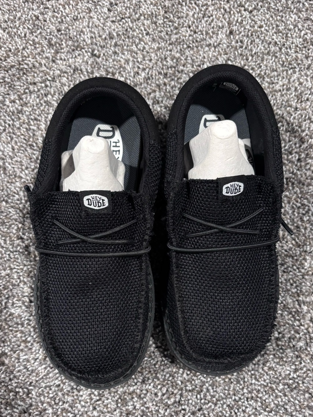 Hey Dude Black Knit Slip-On Loafers